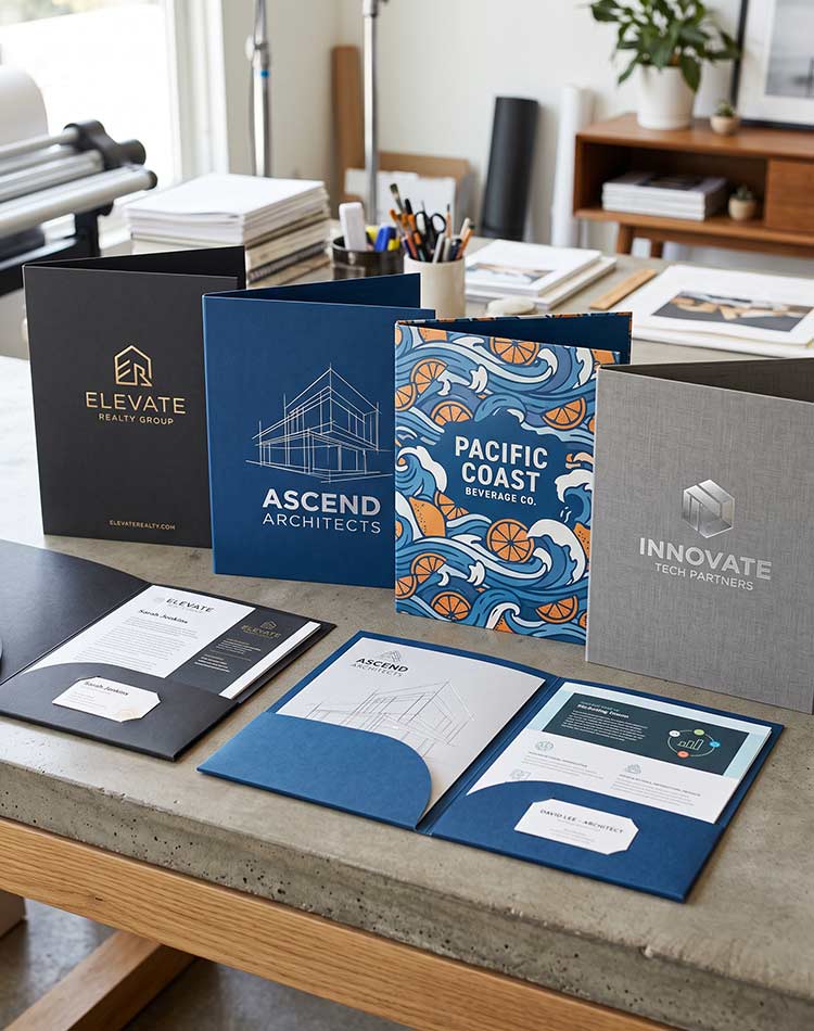Cohesive presentation folder design from The Design Equation